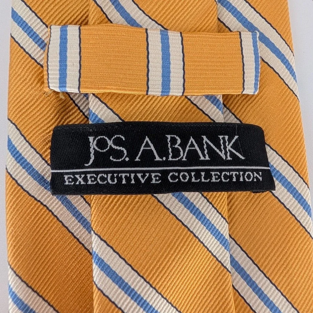 Jos. A. Bank Necktie Yellow Striped Executive Collection Silk Tie Preppy Classic
